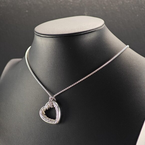 David Yurman Heart Necklace with 18K Gold Accents in Sterling Silver - Picture 3 of 13